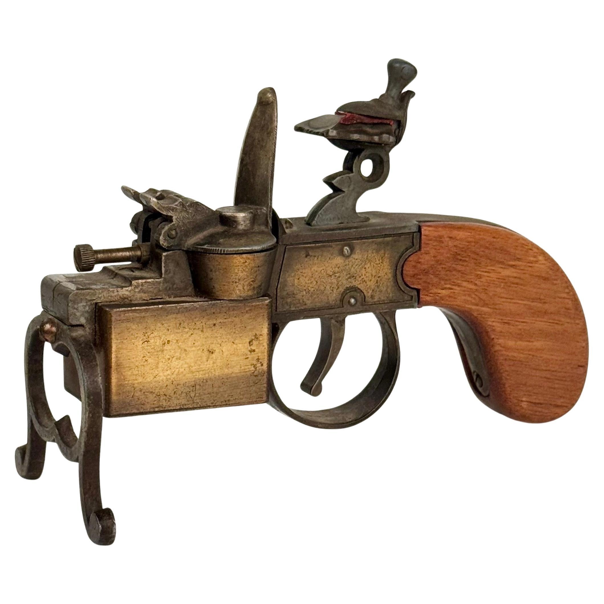 Alfred Dunhill 'Tinder Pistol' Table Lighter, Oak & Brass, Circa 1920
