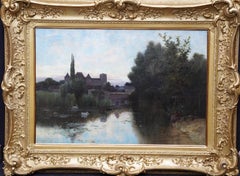Chateau de Nemours - French Landscape - British Victorian art 1883 oil painting