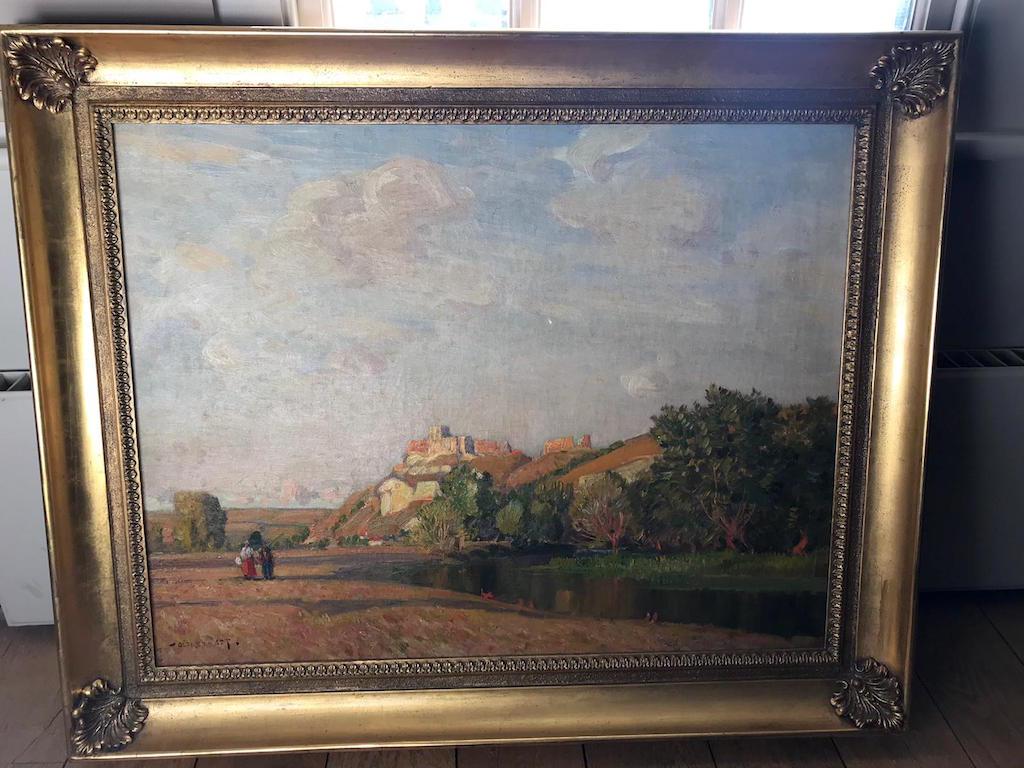 Chateau Gaillard, sulla Senna Un paesaggio francese del XIX secolo - Painting di Alfred East