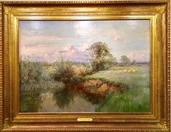 Grazing Sheep An English Landscape 20th Century modern by Sir Alfred East RA