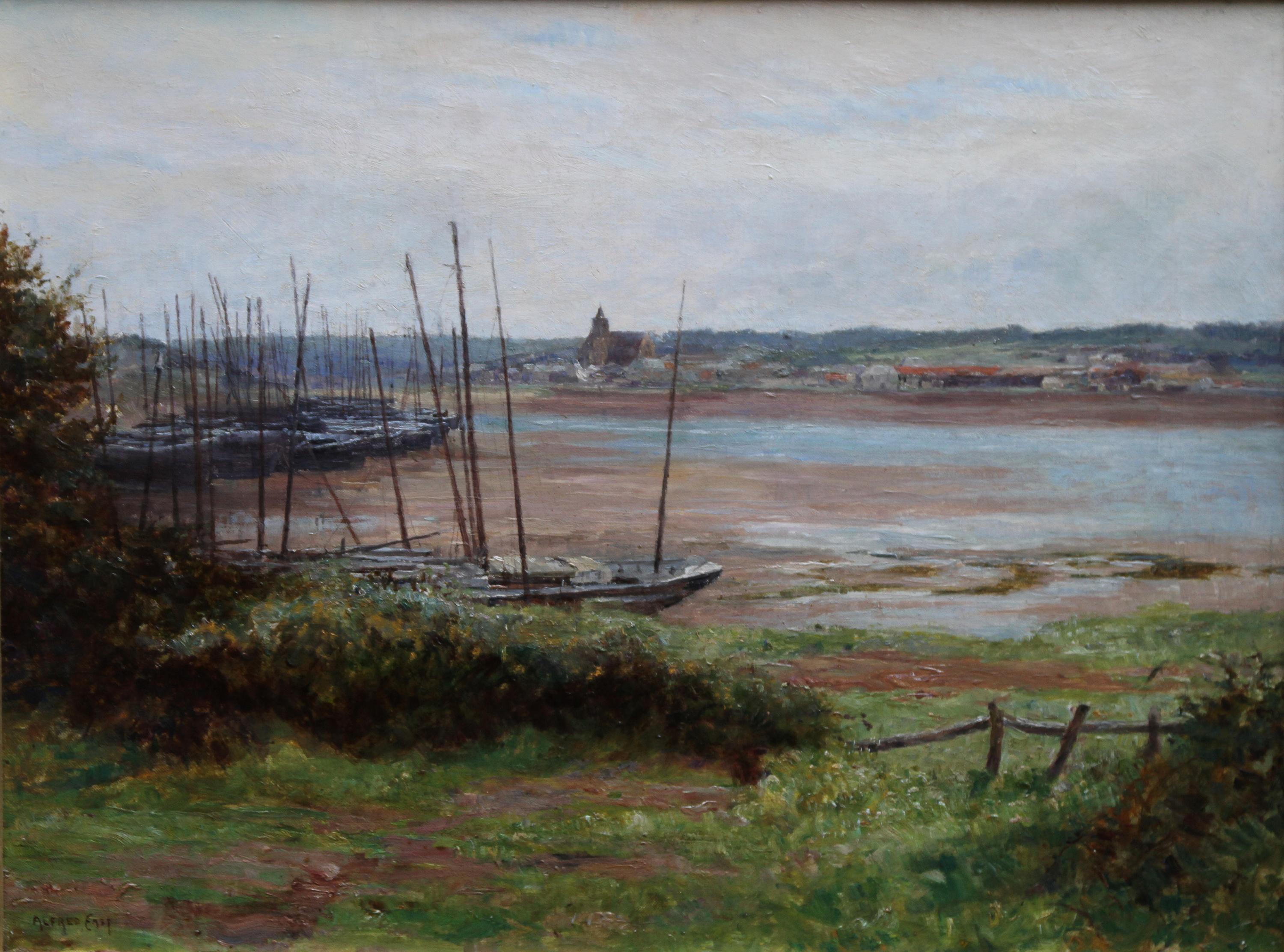 Hayle - Cornwall - British 19thC Impressionist oil painting estuary landscape - Painting by Alfred East