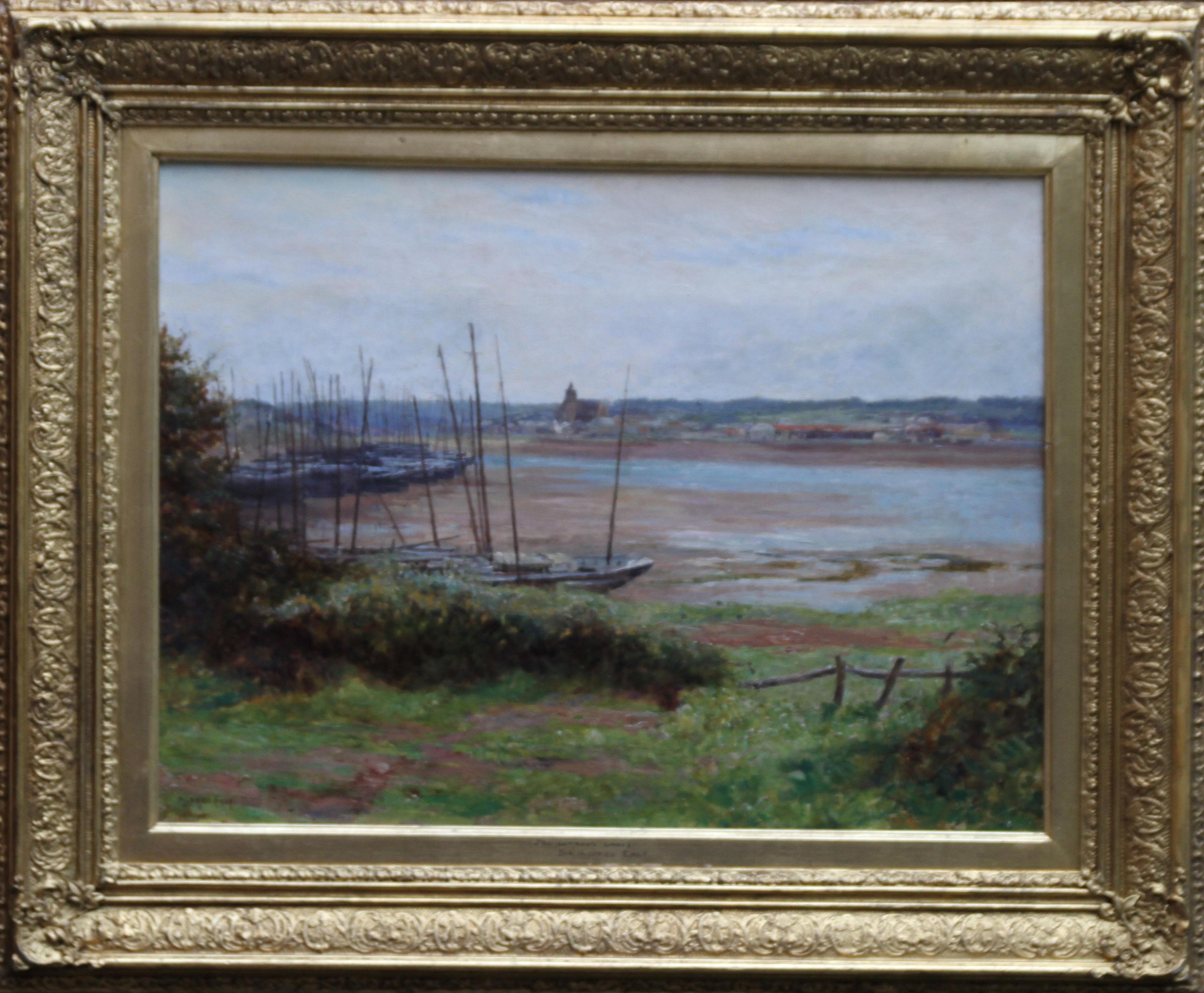 Hayle - Cornwall - British 19thC Impressionist oil painting estuary landscape 3