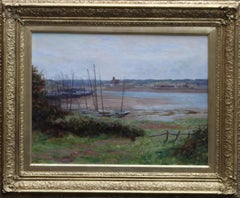 Hayle - Cornwall - British 19thC Impressionist oil painting estuary landscape