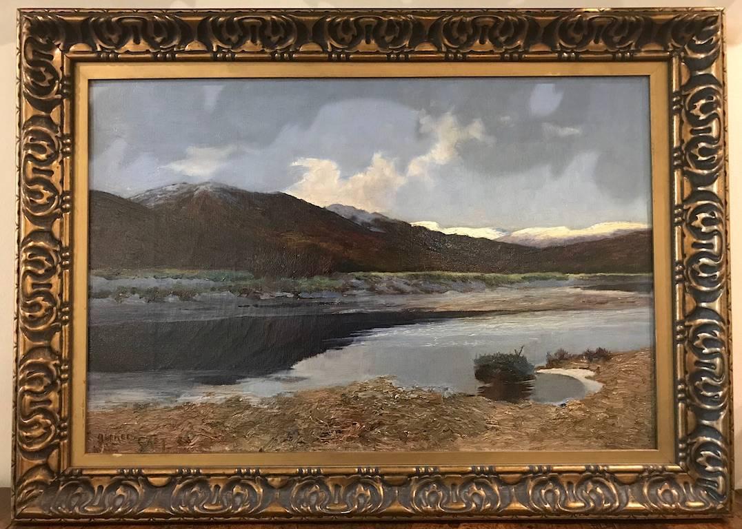 Lakes and Mountains - Paysage écossais - 19ème siècle par Sir Alfred East en vente 1
