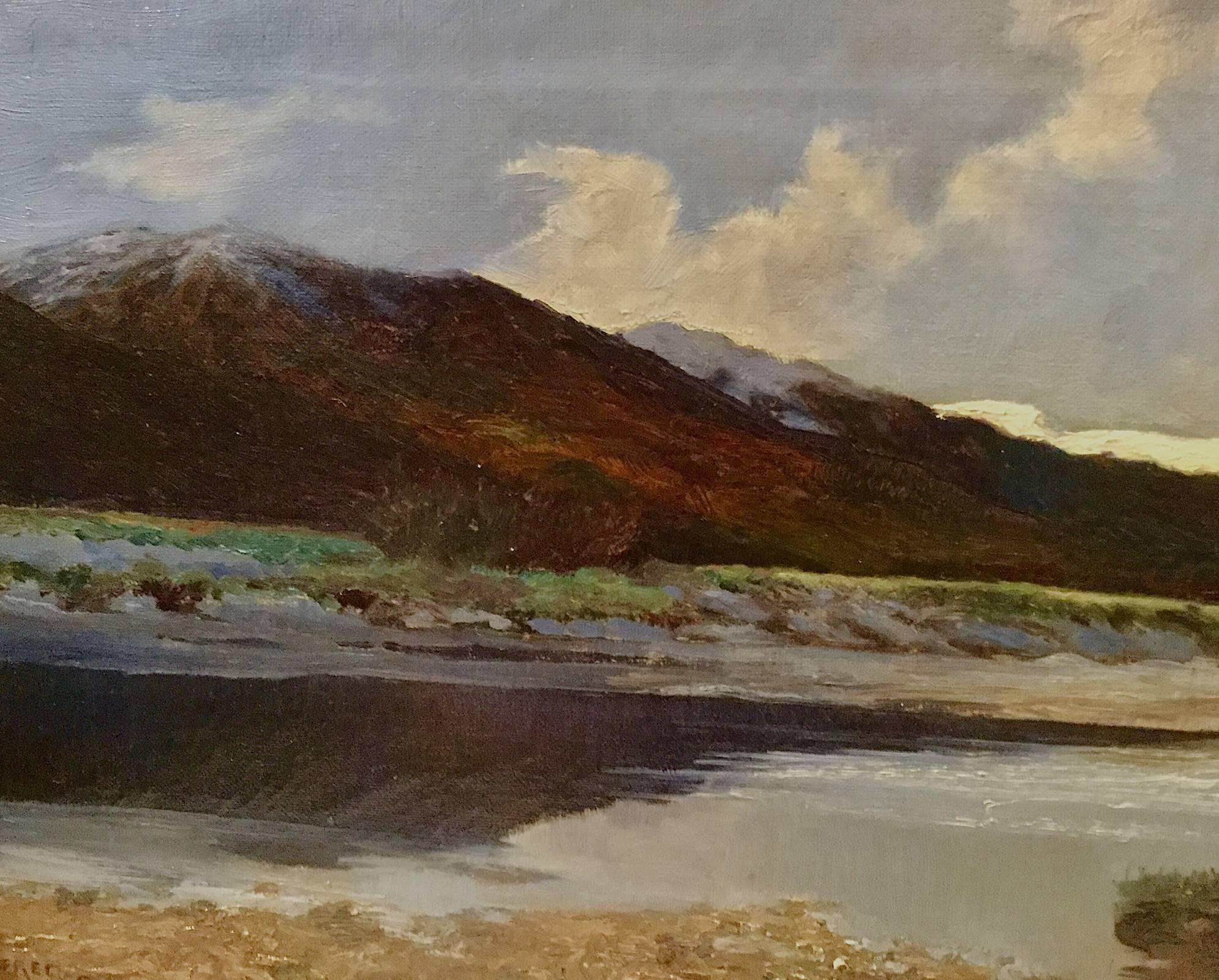 Lakes and Mountains A Scottish Landscape 19th Century by Sir Alfred East For Sale 3