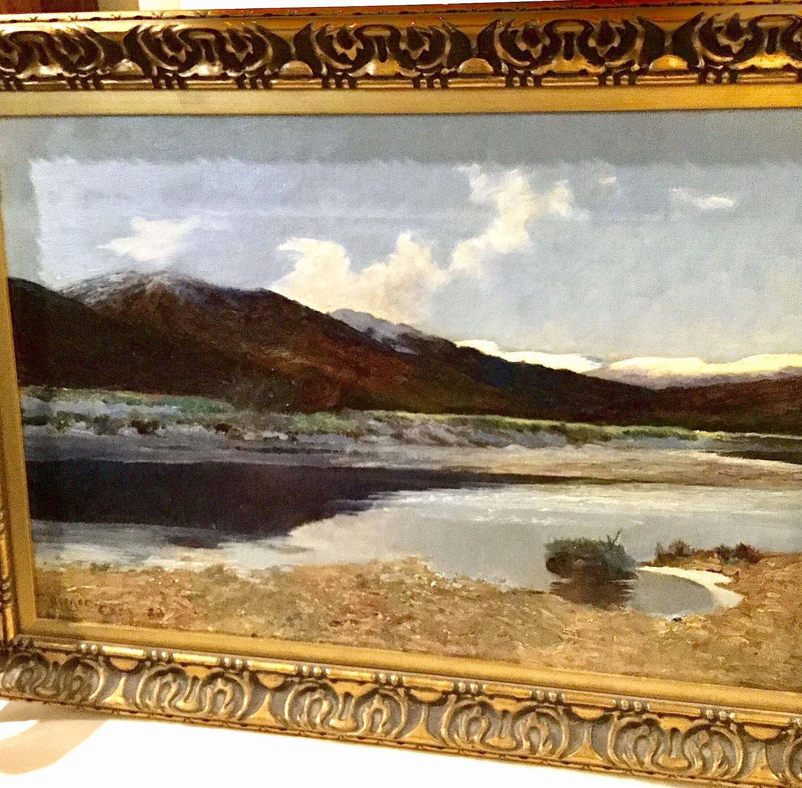 Lakes and Mountains A Scottish Landscape 19th Century by Sir Alfred East For Sale 4