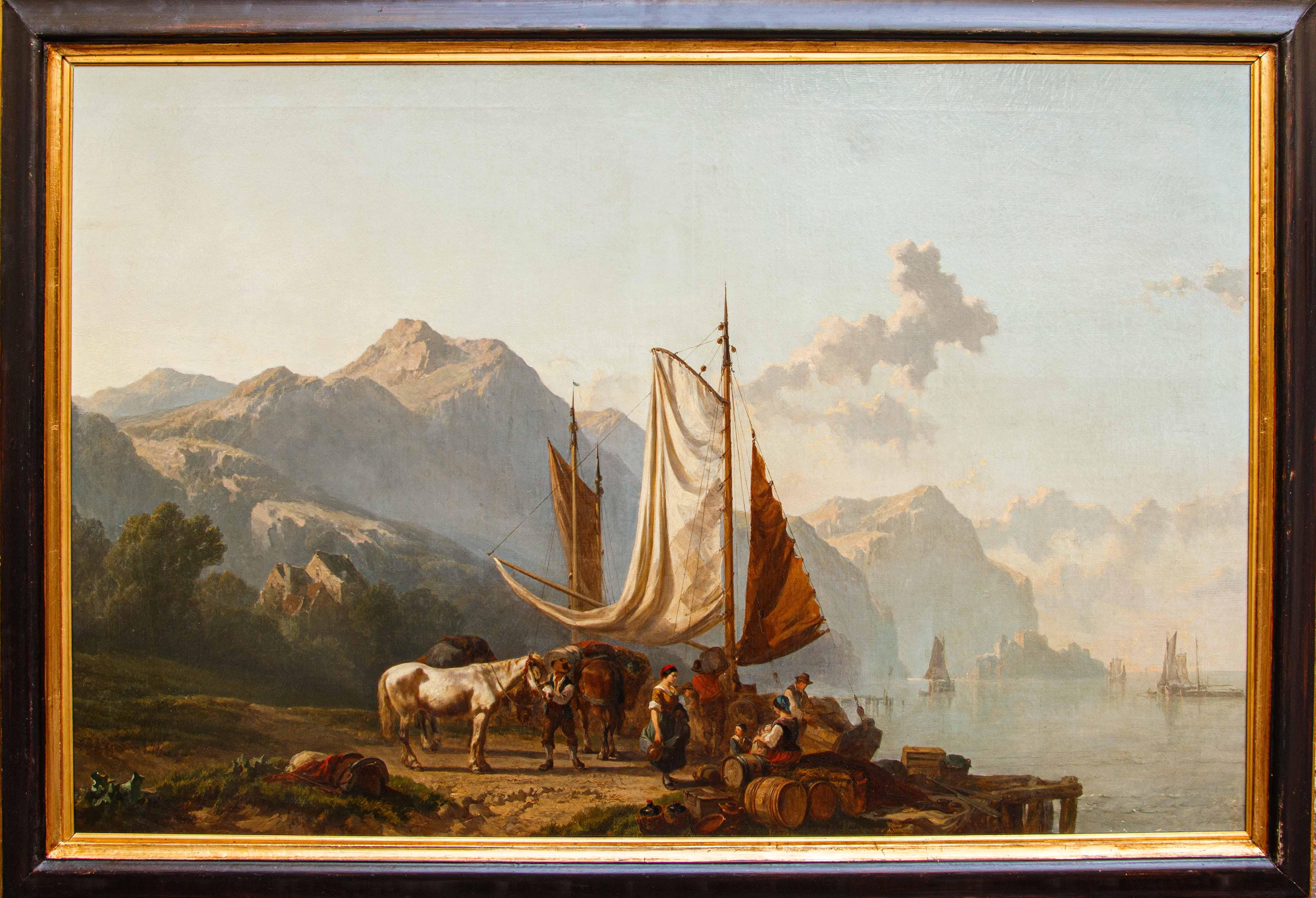 Alfred Edouard A. De Bylandt (Bruxelles 1829 - Den Haag 1890)

All'imbarcadero

Olio su tela, cm 88 x 132,5

Con cornice, cm 100 x 140

Alfred Edouard Agenor de Bylandt (1829-1890) fu una figura affascinante nel panorama artistico delle Fiandre