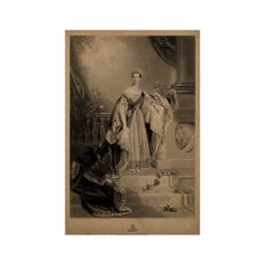 1838 engraving after Alfred Edward Chalon portrait of the young Queen Victoria