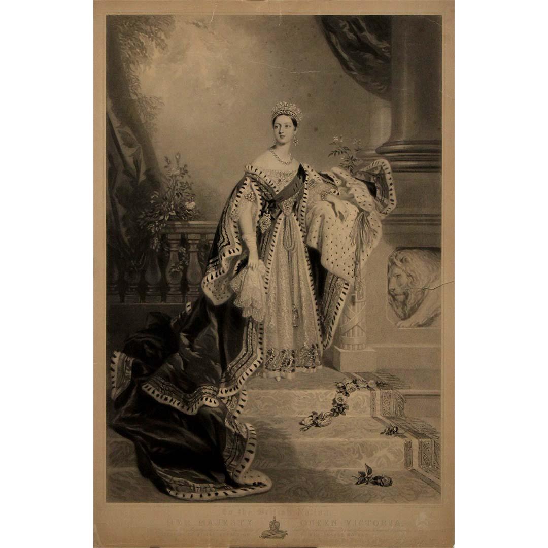 1838 engraving after Alfred Edward Chalon portrait of the young Queen Victoria