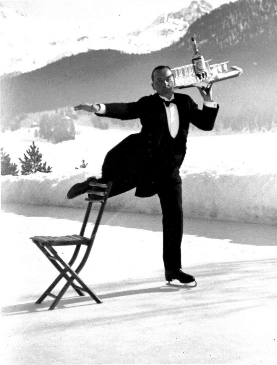 Ice Skating Waiter, St. Moritz, Switzerland