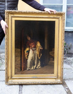 The Eavesdropper by British Artist Alfred Elmore RA, Oil on Canvas, Signed