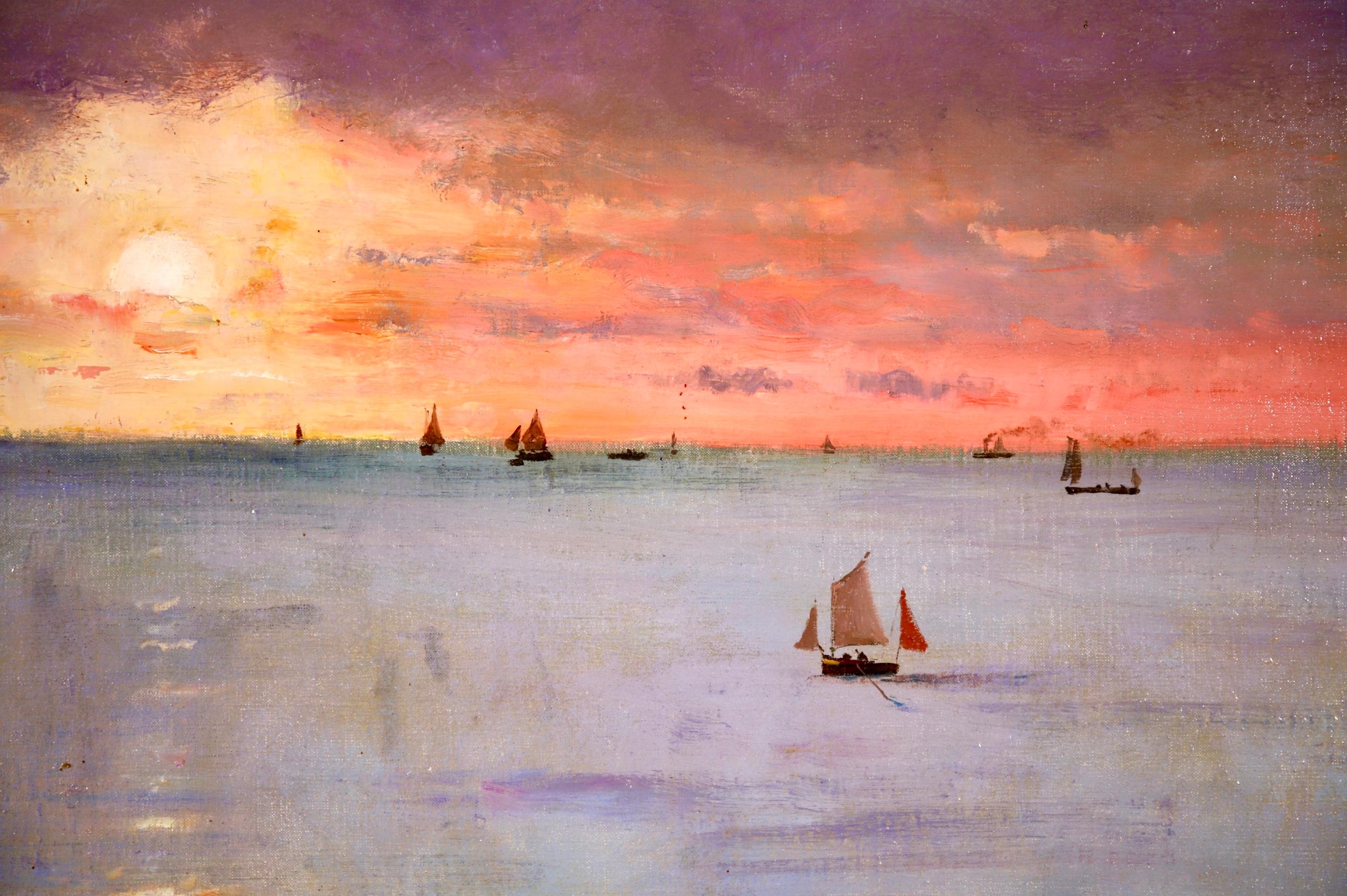 Alfred Émile Léopold Stevens Coucher de Soleil Dieppe Realist Oil