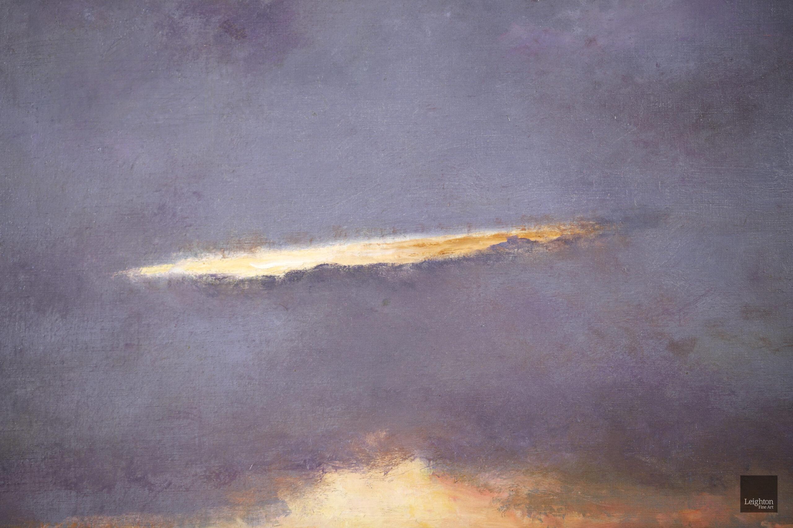Coucher de Soleil - Dieppe - Huile réaliste, bateaux en mer par Alfred Stevens 10