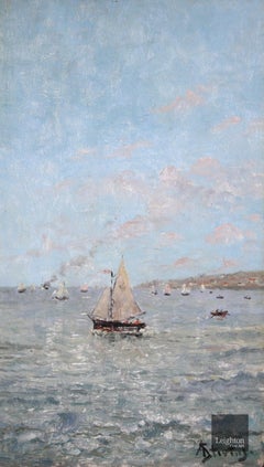 Sainte-Adresse - Boats off the Coast - Realist Oil, Seascape by Alfred Stevens