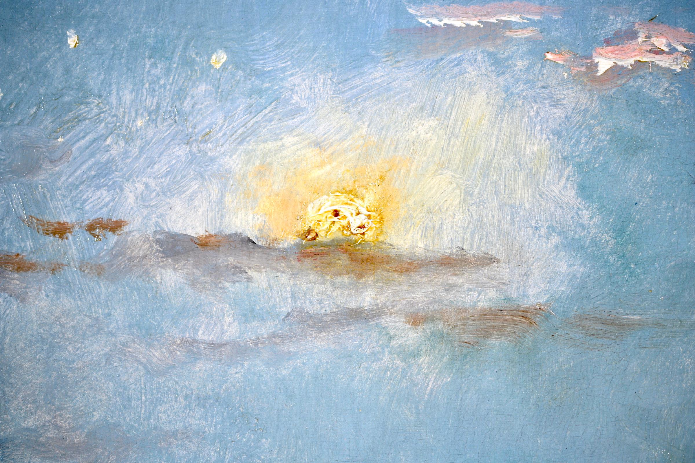 Sur la Plage - Impressionist Oil, Figures in Coastal Landscape by Alfred Stevens For Sale 4