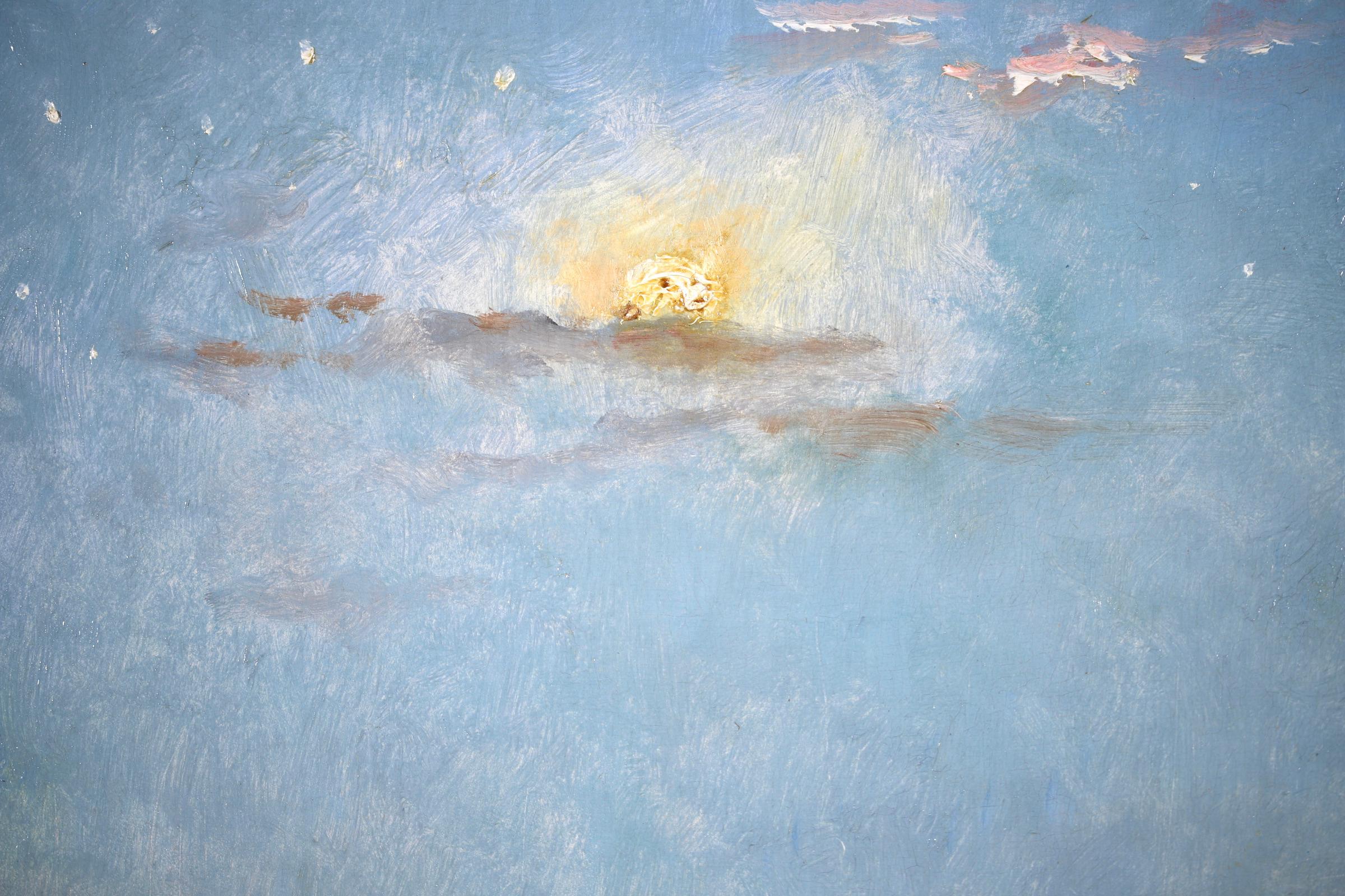 Sur la Plage – Impressionistisches Ölgemälde, Figuren in Küstenlandschaft von Alfred Stevens (Impressionismus), Painting, von Alfred Émile Léopold Stevens