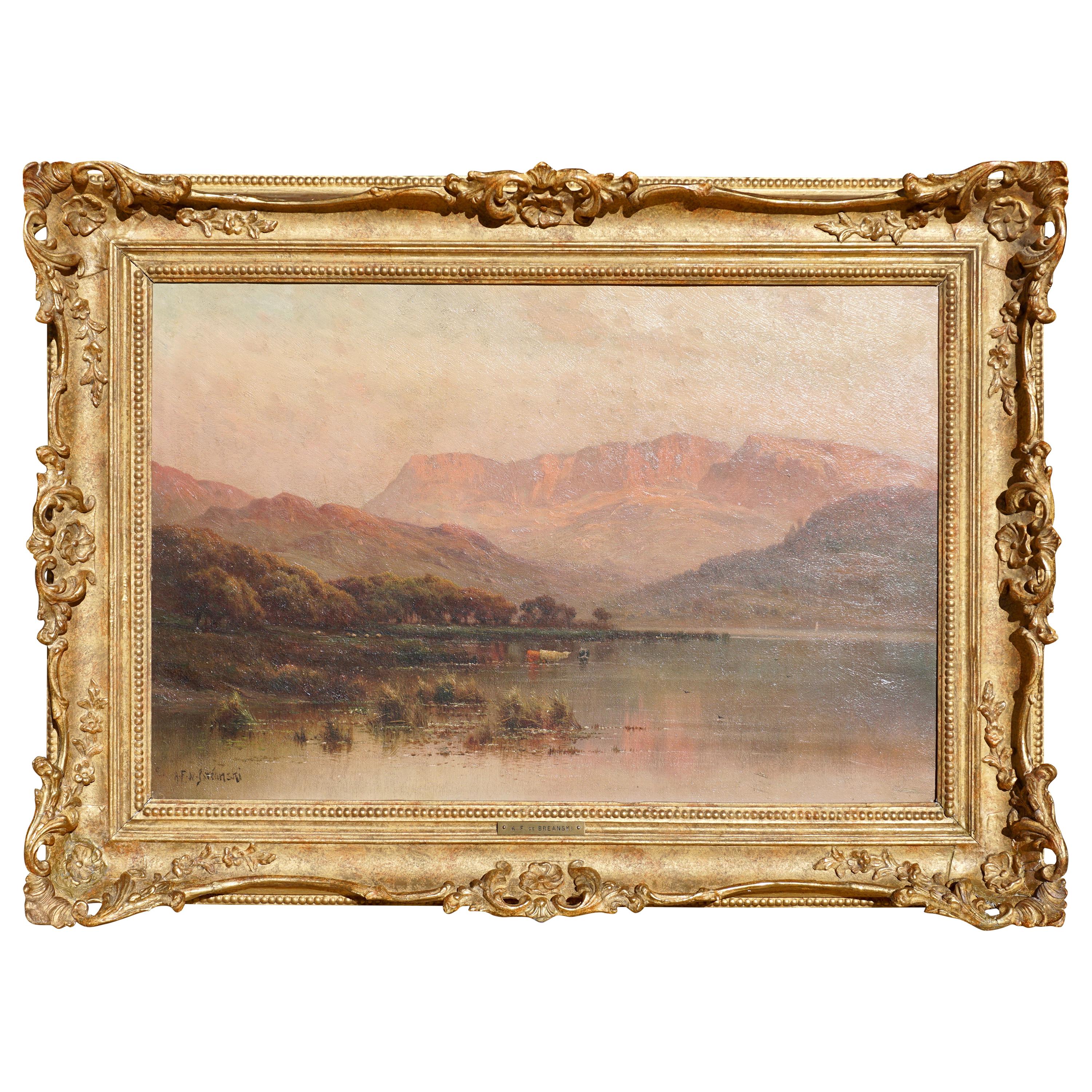 Alfred Fontville De Breanski North Wales Oil Painting