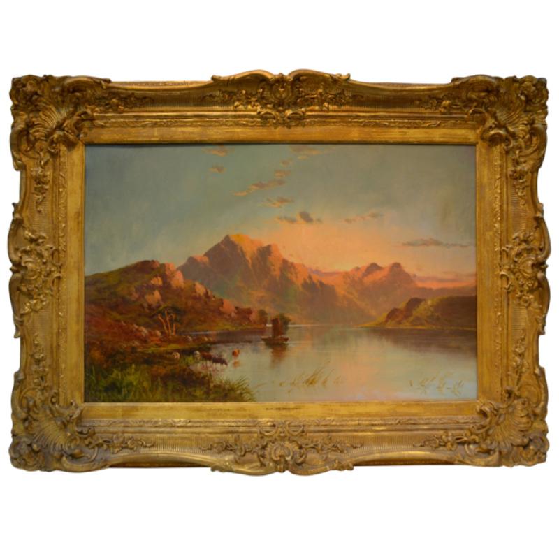 Alfred de Breanski Jnr. Landscape Painting - A Summer Sunset over a Scottish Loch