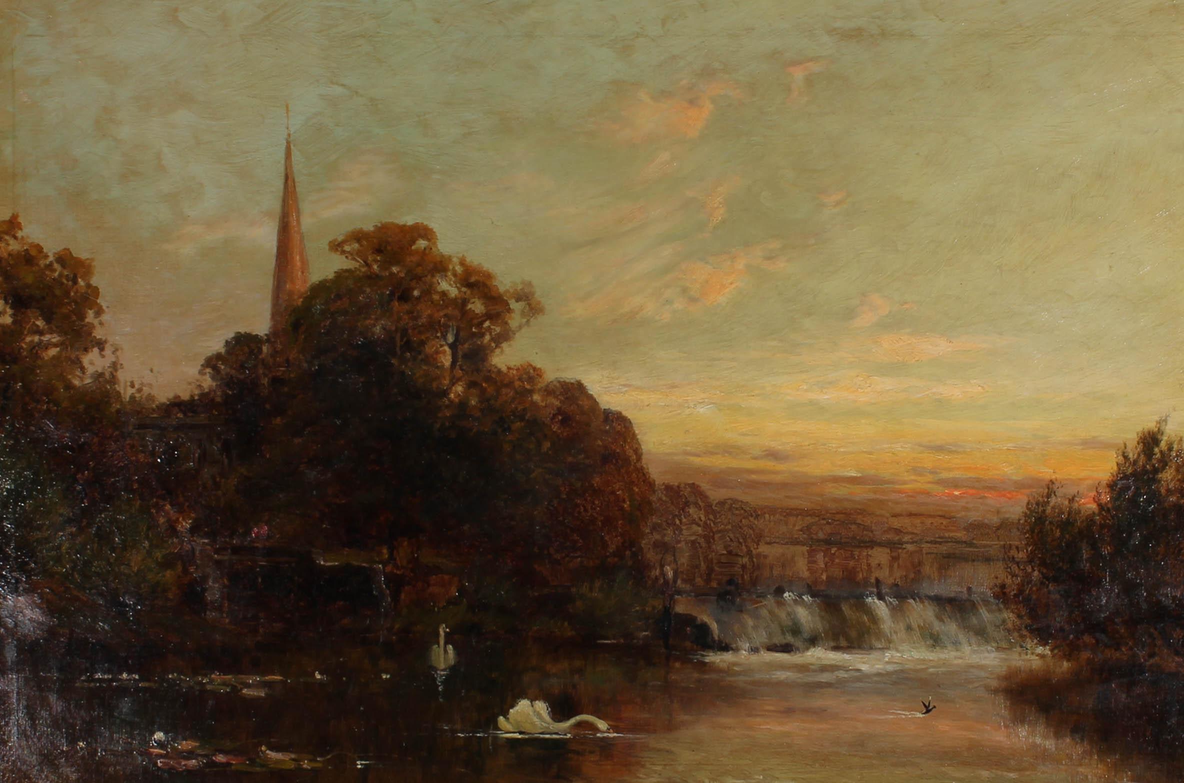 Alfred Fontville De Breanski (1877-1945)- Edwardian Oil, Stratford Sunset - Painting by  Alfred Fontville de Breanski