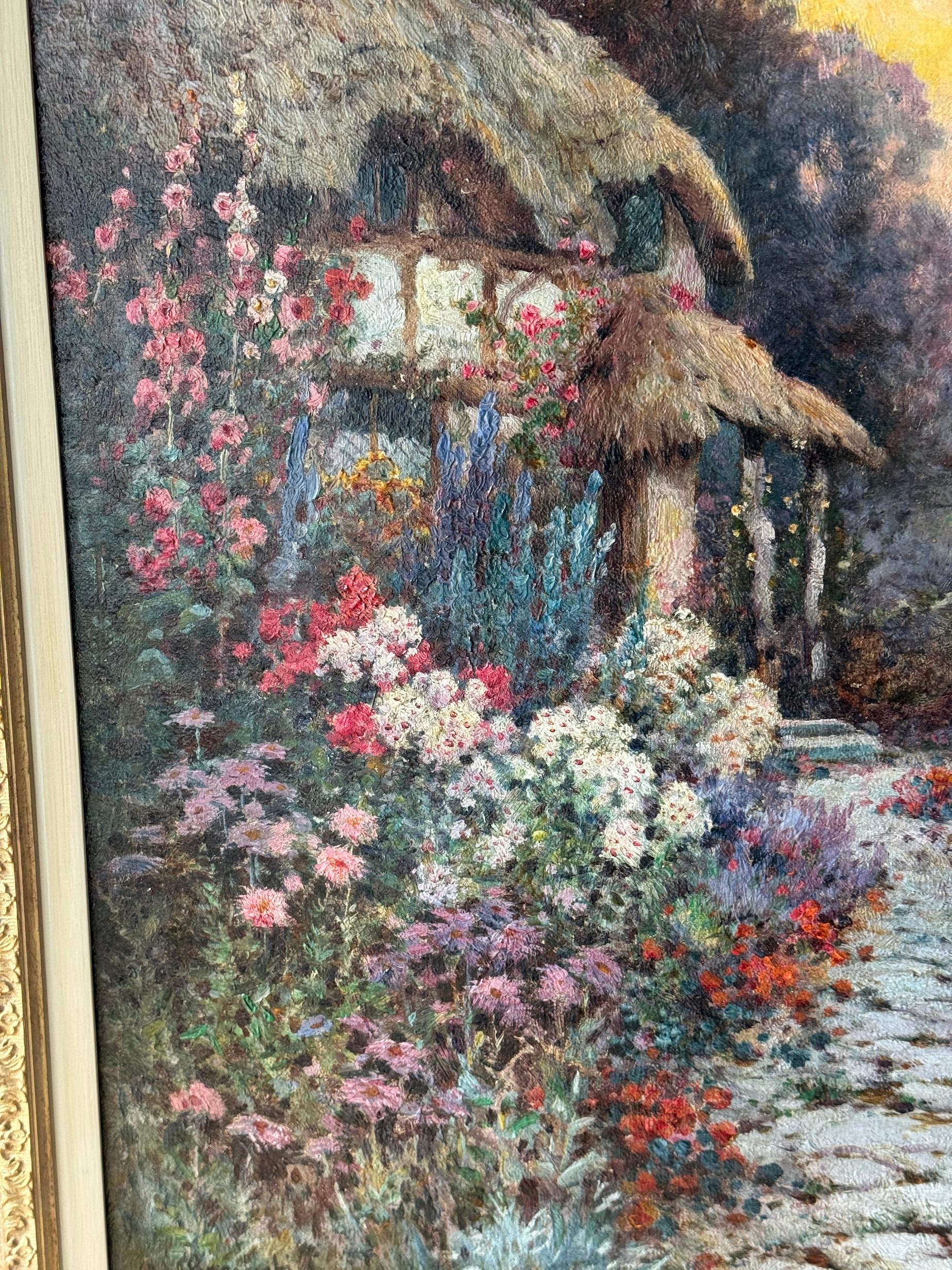 Paesaggio del giardino del cottage English Impressionist dell'inizio del XX secolo - Painting Impressionismo di  Alfred Fontville de Breanski