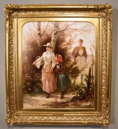Pintura al óleo de Alfred Fowler Patten "El zagal tímido"