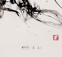 Married Couple, Contemporary Abstract Expressionist Black Ink Painting Paper