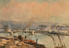 Animation sur la Seine à Rouen — Alfred Gaston Guilloux, 1929