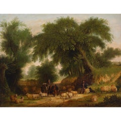 Alfred George Stannard (Circle), Rural Scene With Shepherds, Oil Painting