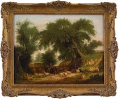 Alfred George Stannard (Circle), Rural Scene With Shepherds, Oil Painting