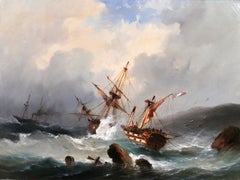 Antique Boat In Distress In Heavy Weather