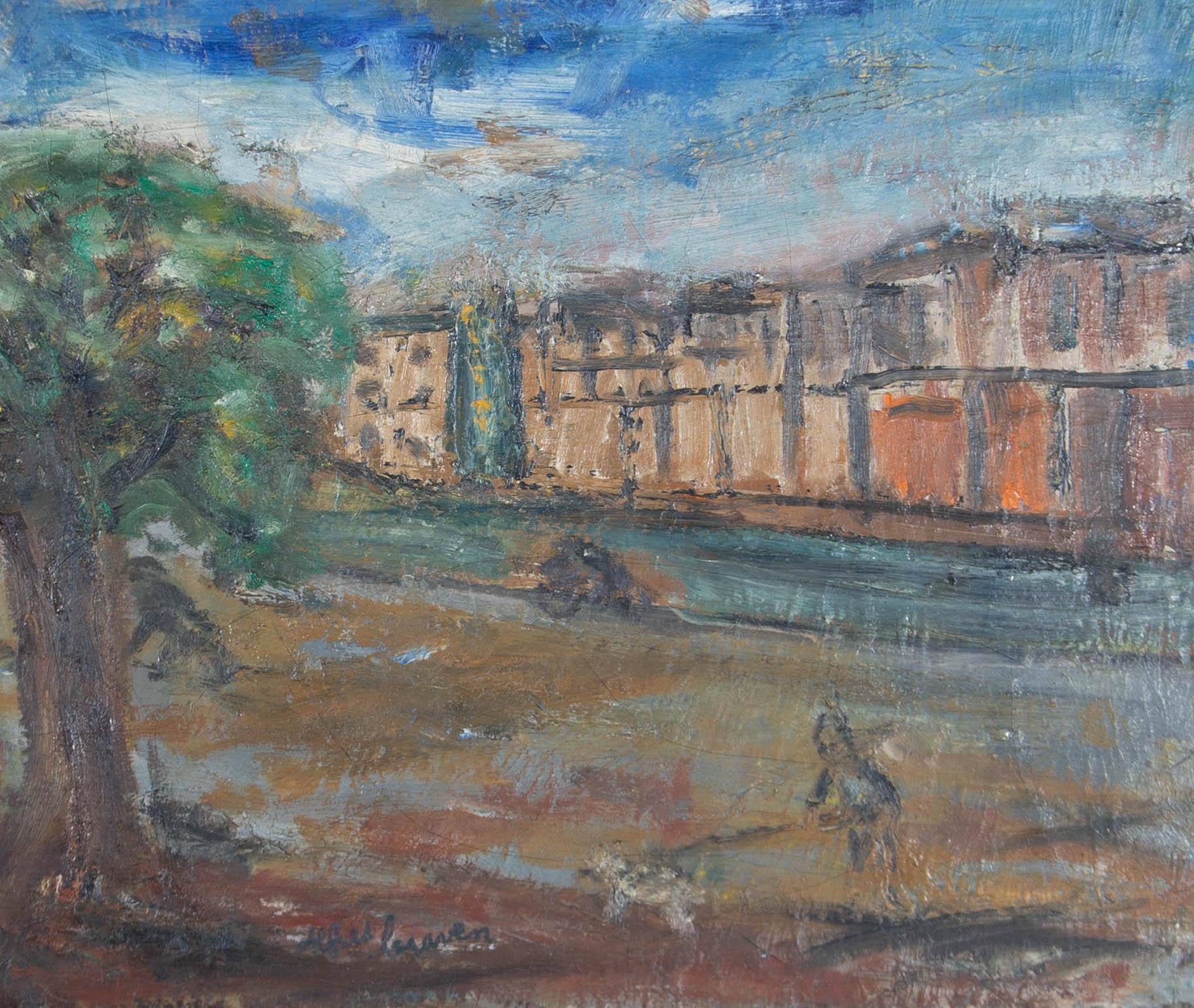 Alfred Graven – Ölgemälde, Straßenszene, Mitte des 20. Jahrhunderts im Angebot 2