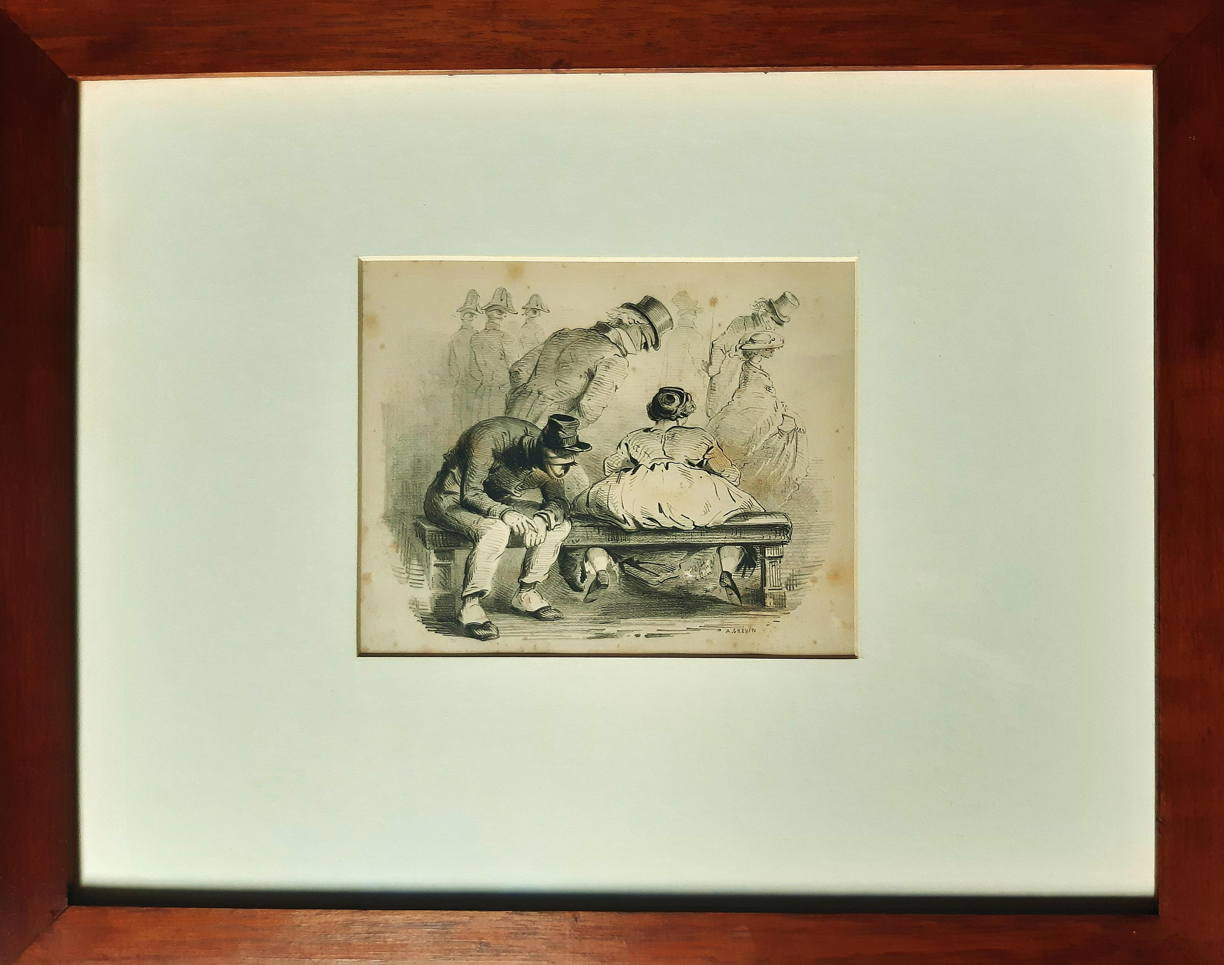 Monorganorama - Suite de 5 lithographies originales de A. Grevin - 1858 - Beige Figurative Print par Alfred Grevin