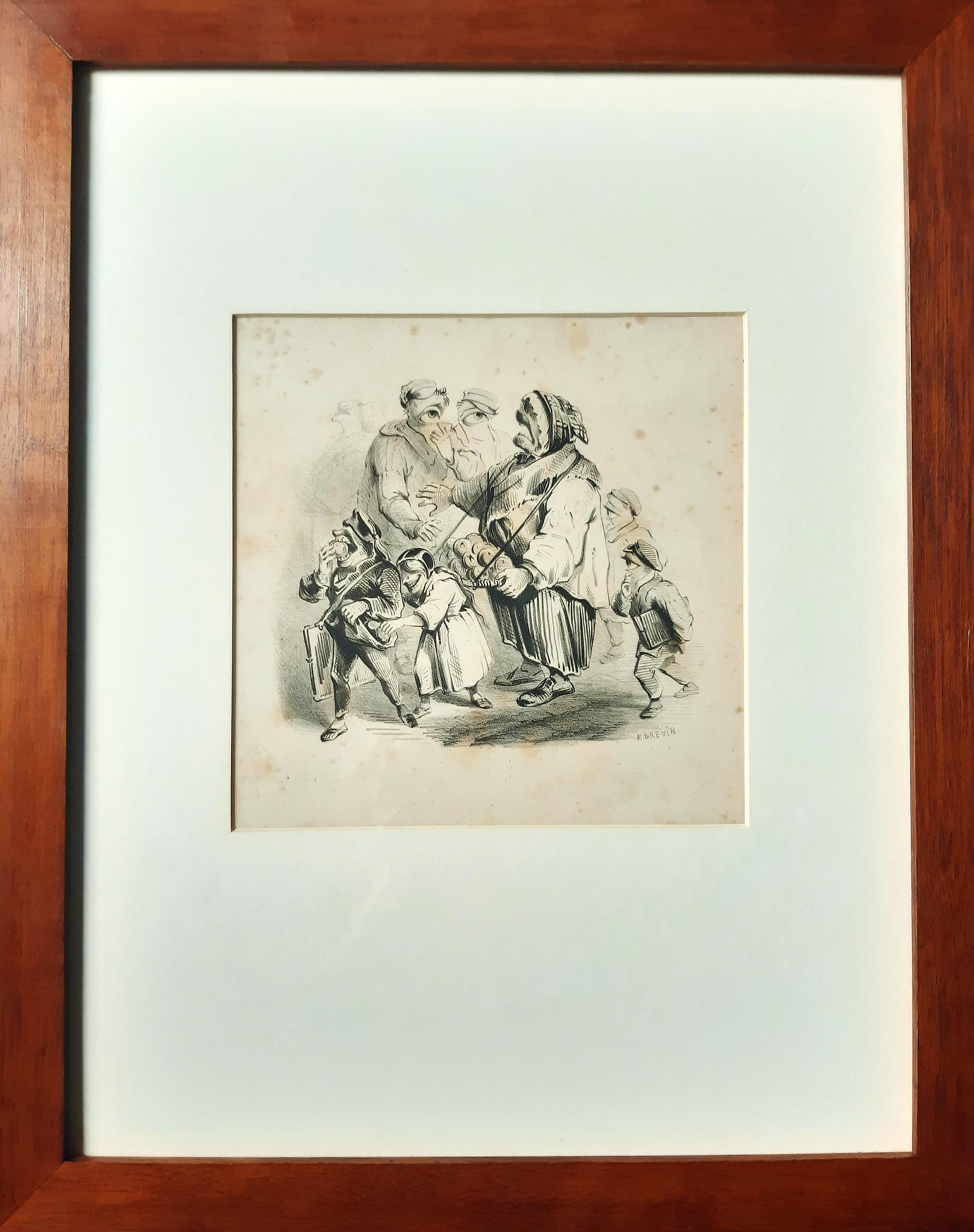 Monorganorama - Suite de 5 lithographies originales de A. Grevin - 1858 en vente 1