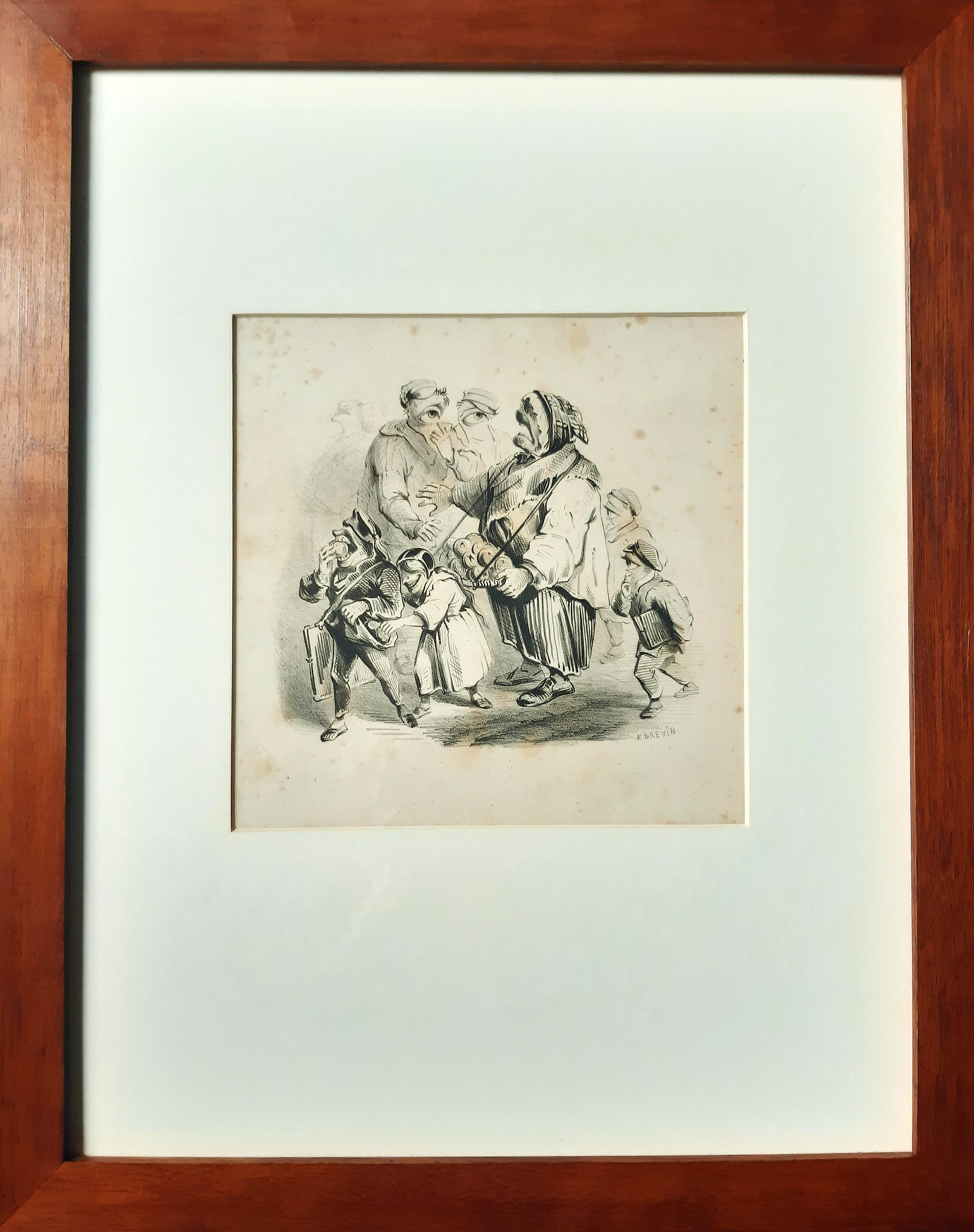 Monorganorama - Conjunto de 5 litografías originales de A. Grevin - 1858 en venta 1