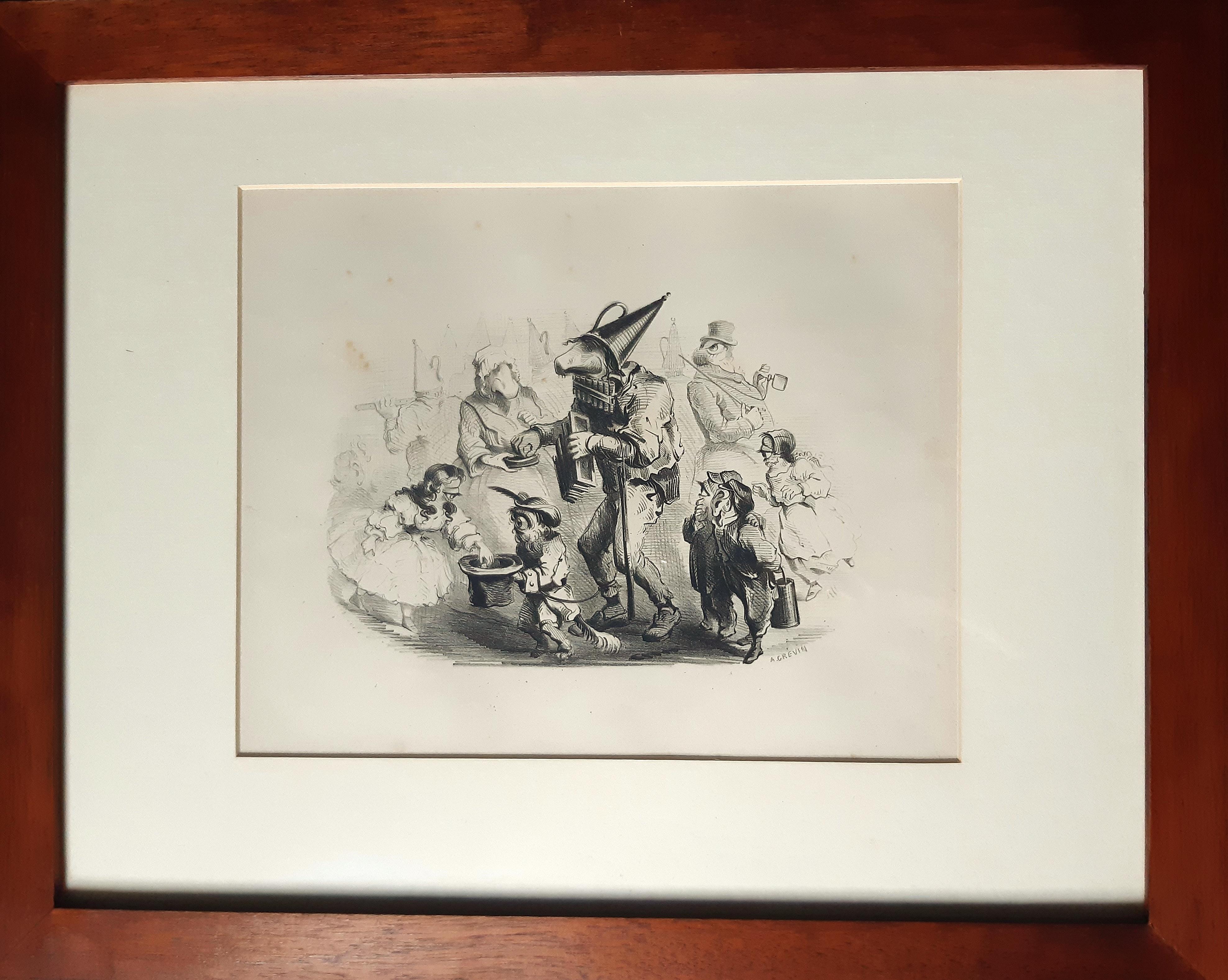 Monorganorama - Suite de 5 lithographies originales de A. Grevin - 1858 en vente 3