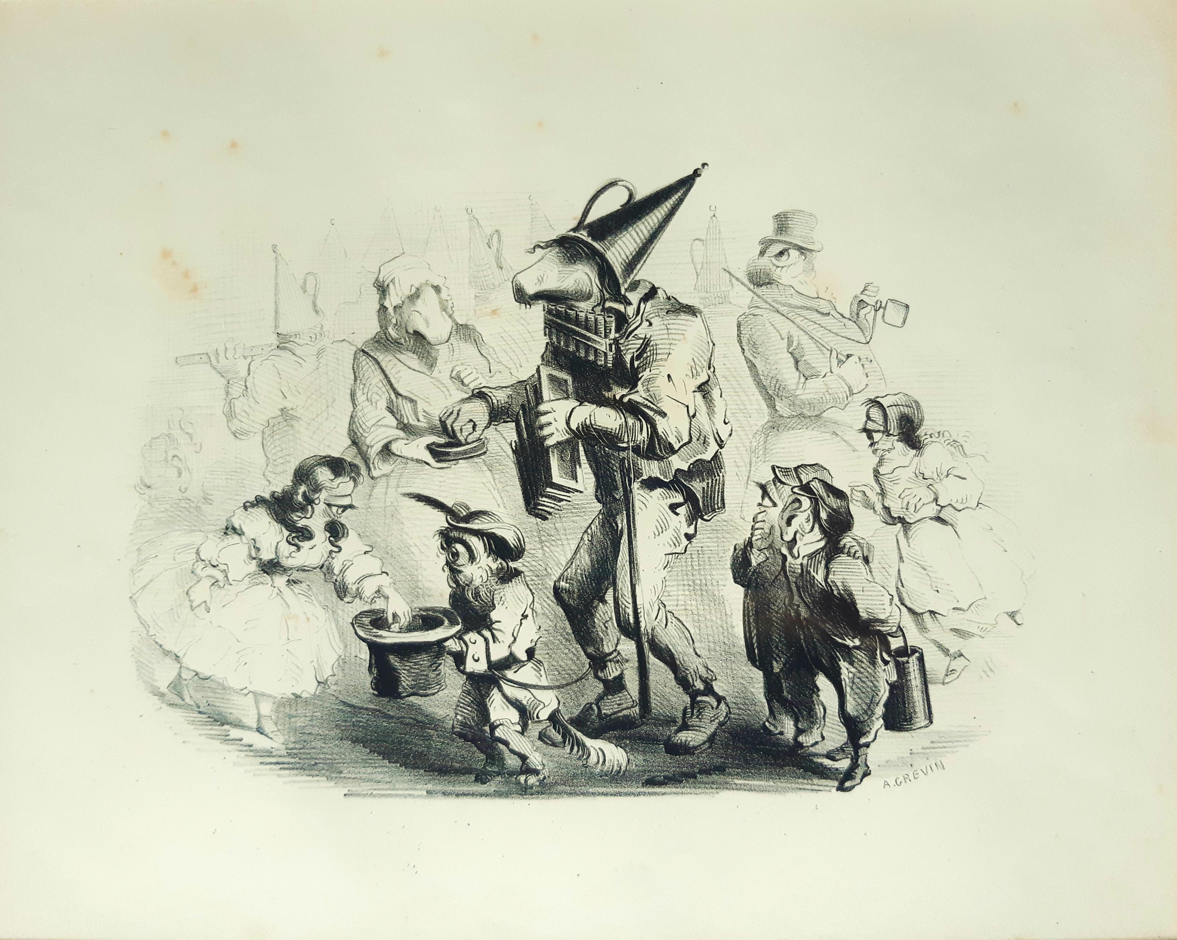 Monorganorama - Suite de 5 lithographies originales de A. Grevin - 1858 en vente 4