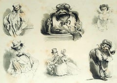 Antique Monorganorama - Suite of 5 Original Lithographs by A. Grevin - 1858
