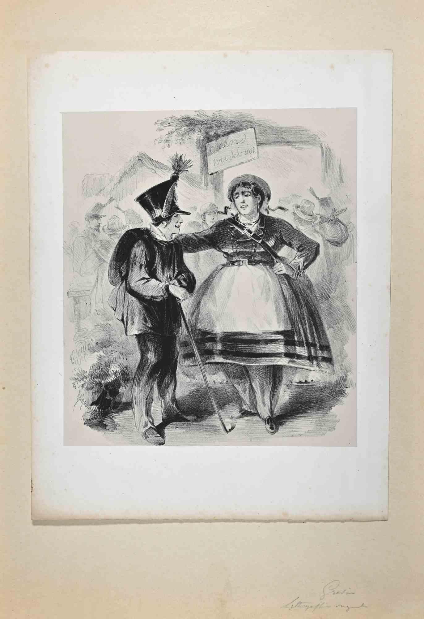 The Greeting - Original Lithographs by A. Grevin - Late 19 Century