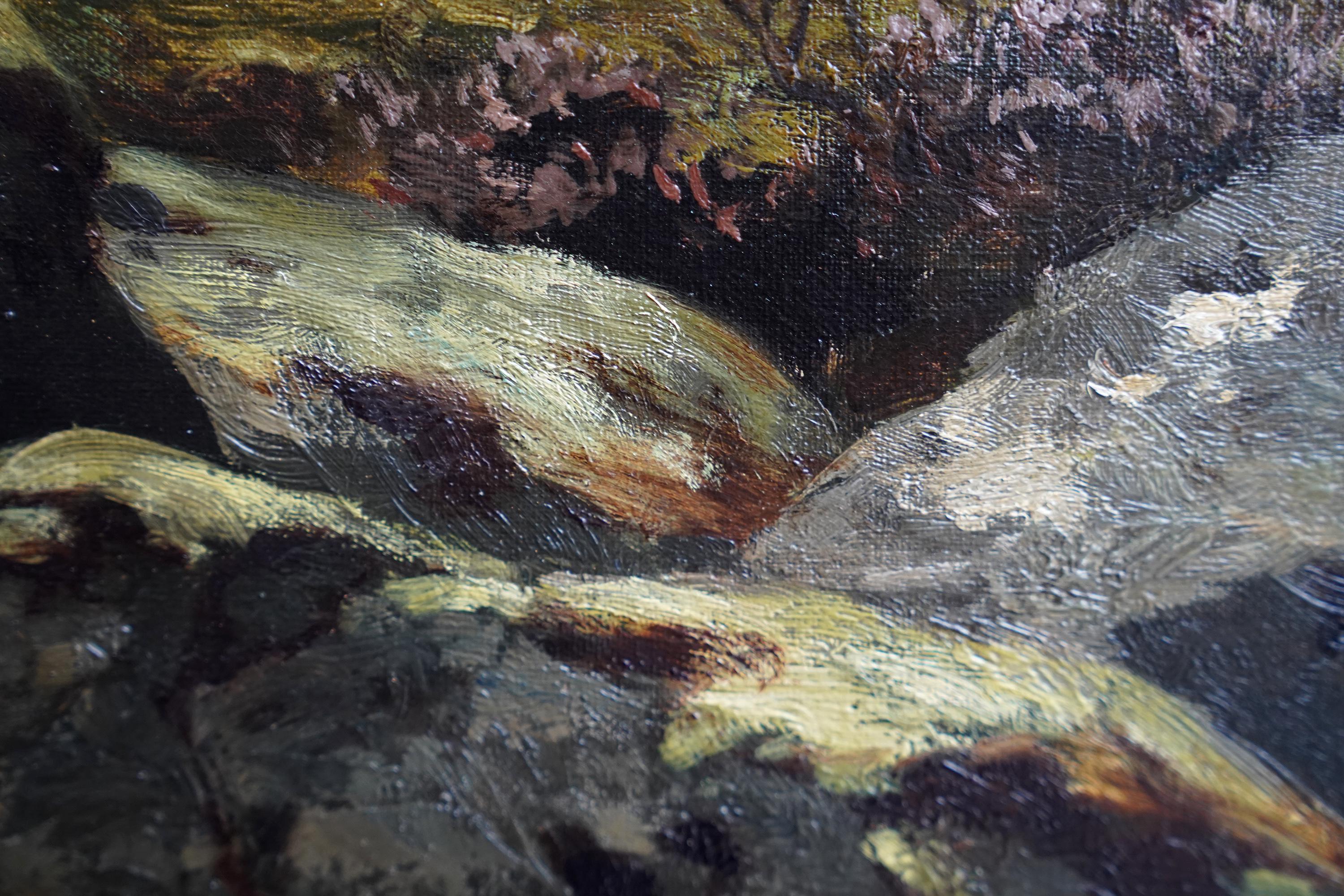 Highland Mist - British Victorian art Scottish cattle in landscape oil painting For Sale 6