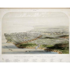 Circa 1850 panoramic engraving by Alfred Guesdon - Theatre of the Crimean War