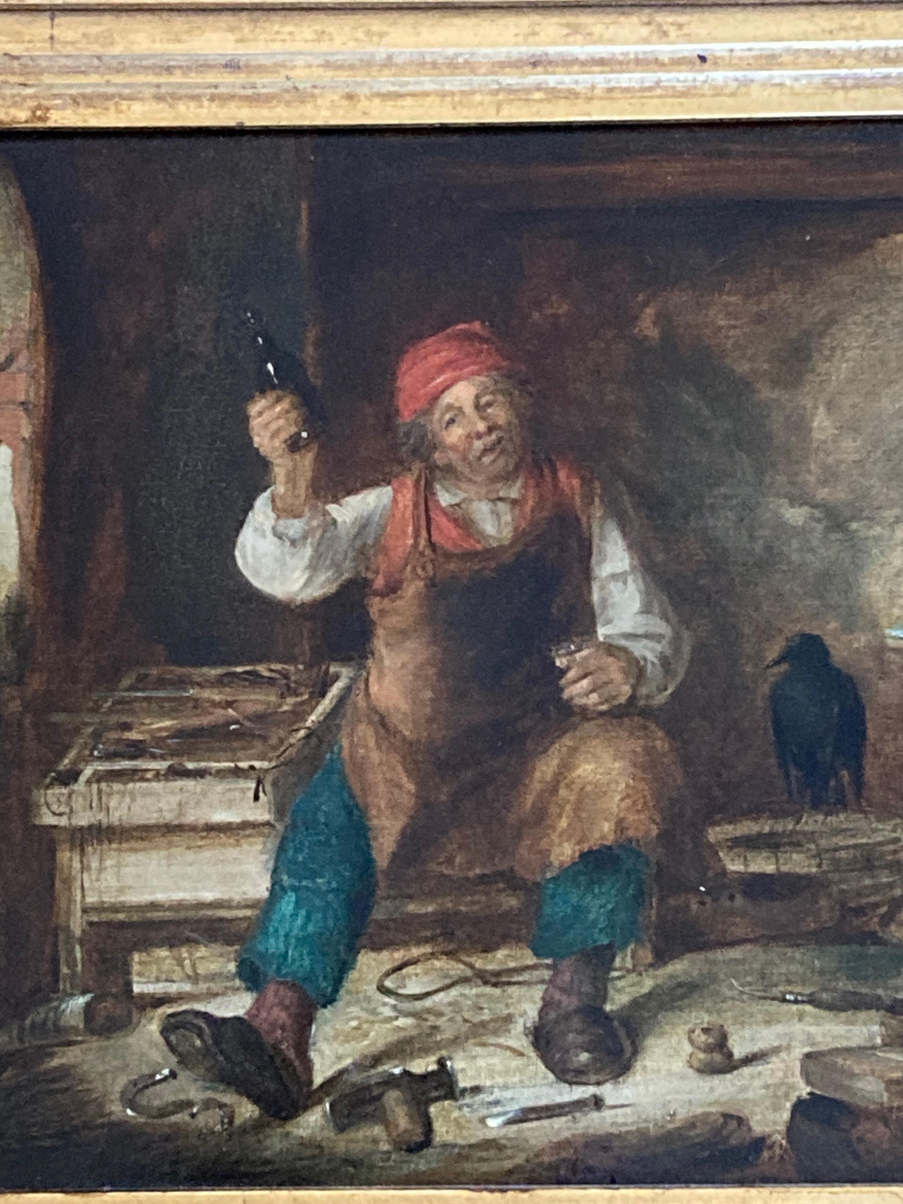 Charming Victorian interior scene of a blacksmith enjoying a drink For Sale 11
