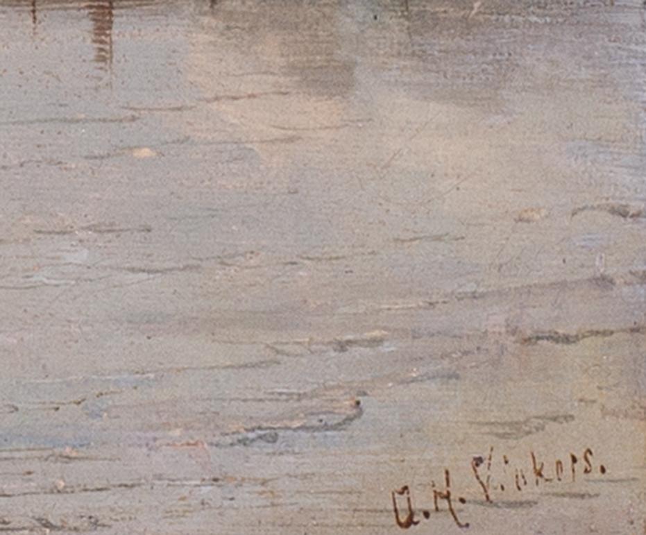 Peinture à l'huile britannique du XIXe siècle représentant un moulin au bord de la rivière par Alfred Vickers - Académique Painting par Alfred H. Vickers