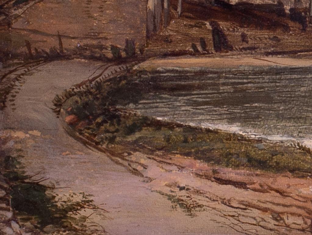 Peinture à l'huile britannique du XIXe siècle représentant un moulin au bord de la rivière par Alfred Vickers 1