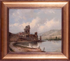 British 19th Century oil painting of a mill at the riverside by Alfred Vickers