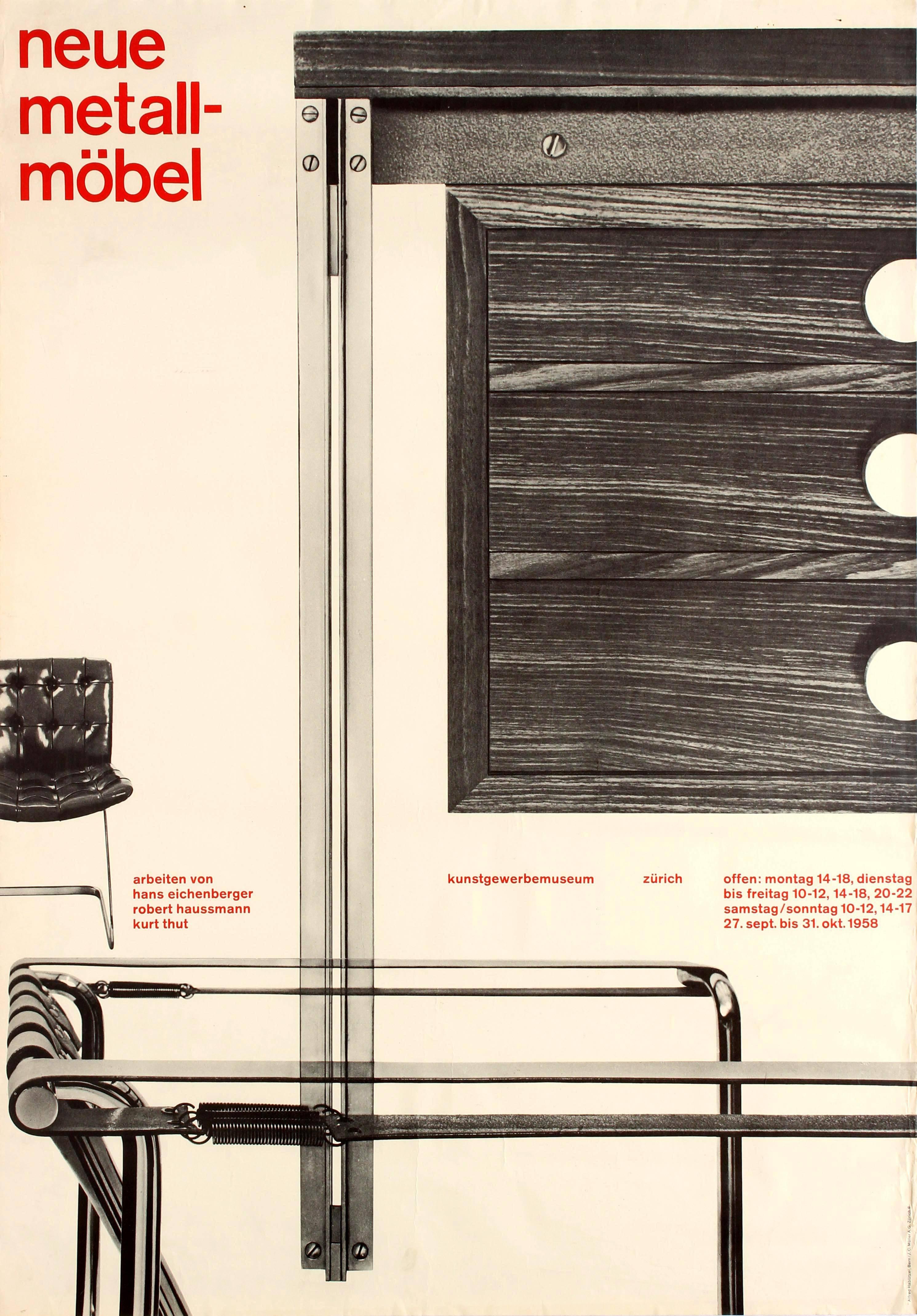 Alfred Hablützel Print - Original Vintage Poster - Swiss Group Furniture Exhibition Design Museum Zurich