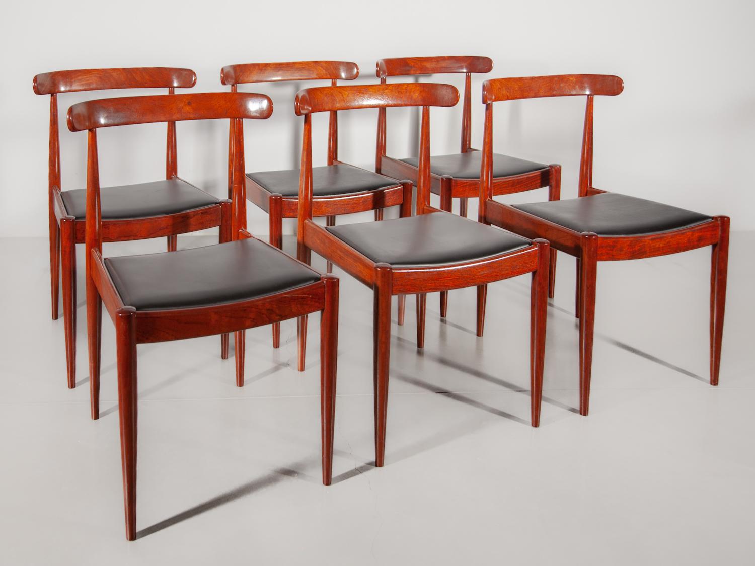 Hand-Crafted Alfred Hendrickx Comfortable Set Of Six Dining Chairs for Belform, 1960