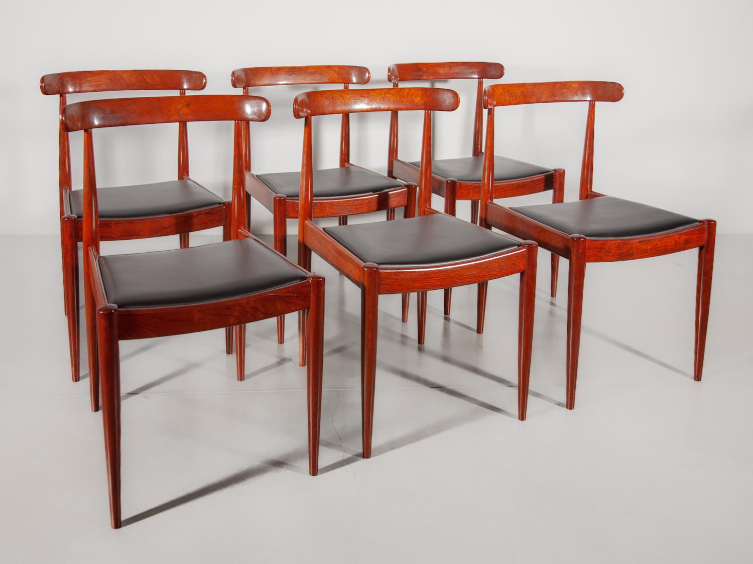 Leather Alfred Hendrickx Comfortable Set Of Six Dining Chairs for Belform, 1960 For Sale