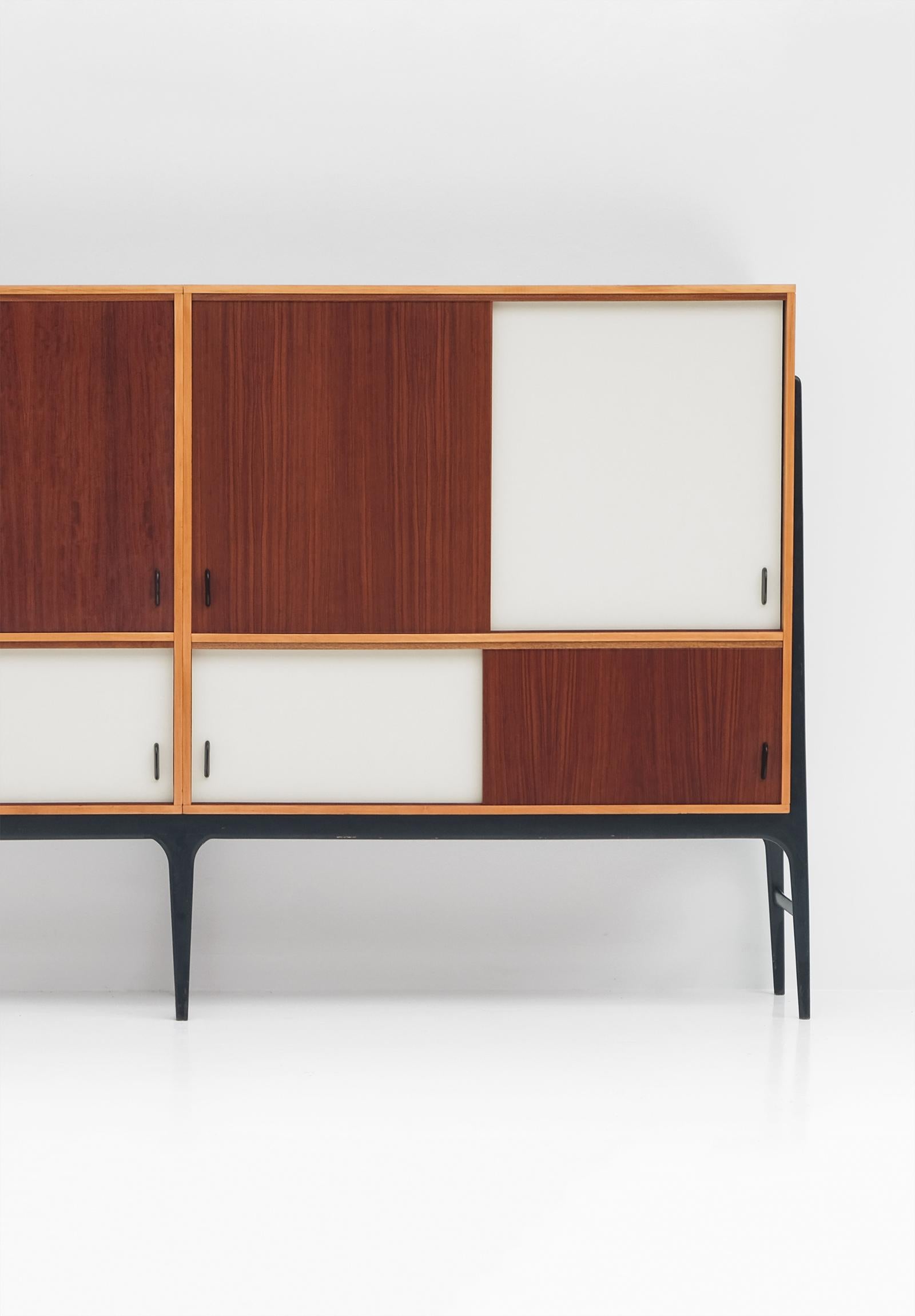 Mid-Century Modern Alfred Hendrickx Exclusive Large Sideboard with Black Lacquered Base, 1950s