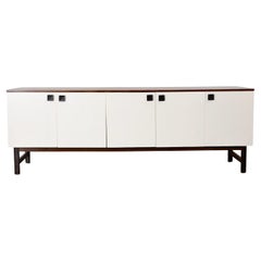 Alfred Hendrickx for Belform Attributed Wenge Credenza with White Door Fronts