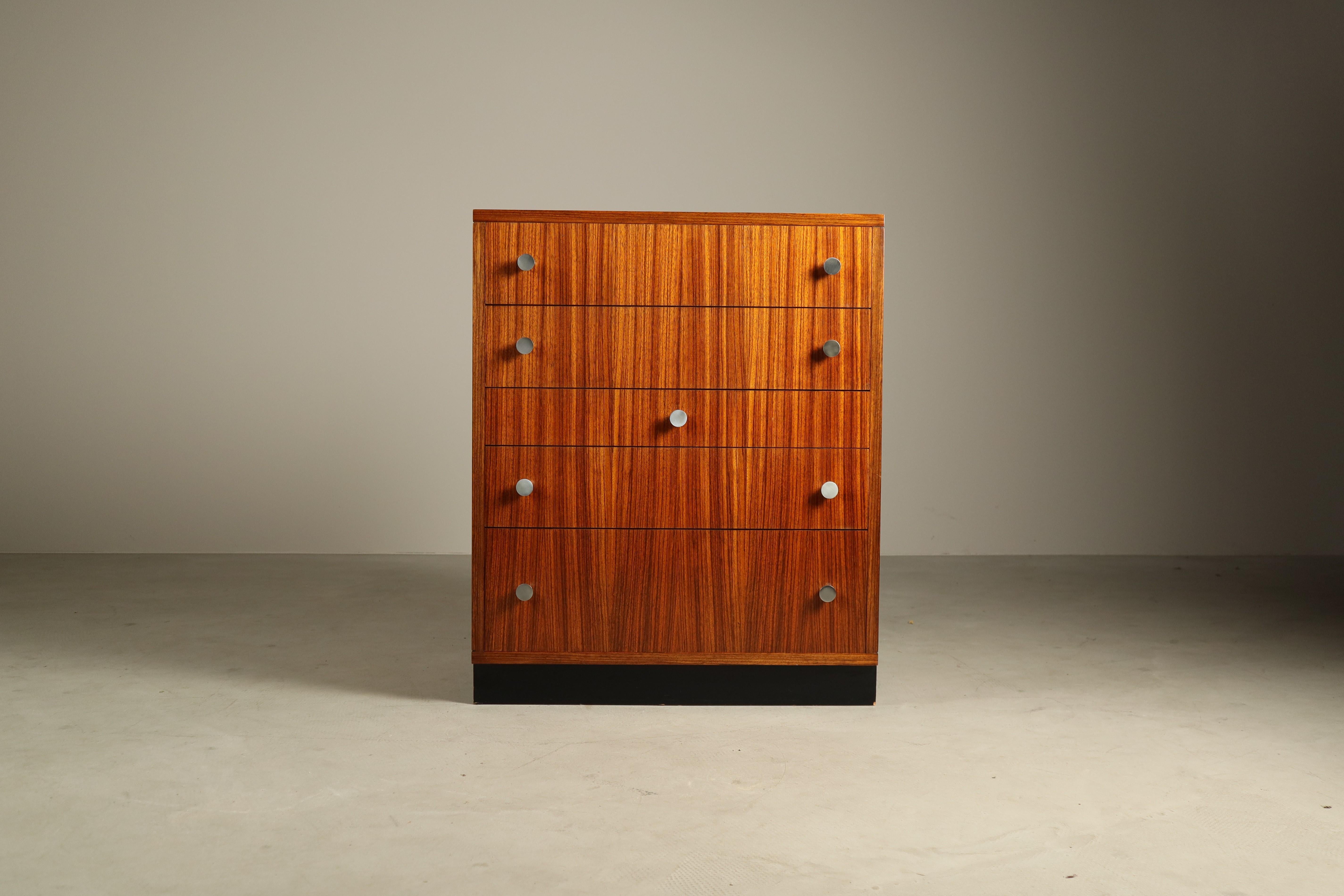 Impiallacciato Alfred Hendrickx per Belform - Cassettiera in zebrano, anni '60 in vendita